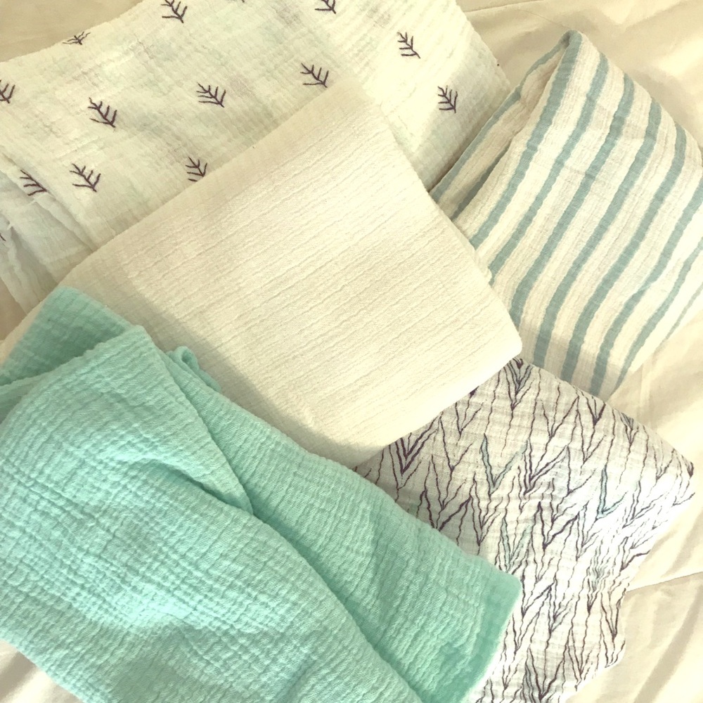 Set of 5 Muslin swaddle blankets
